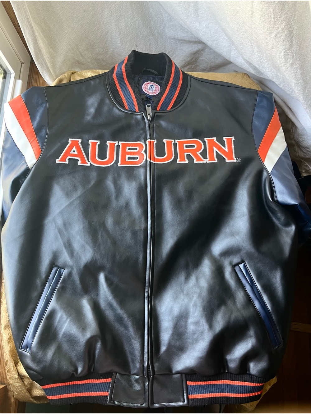 Vintage G-III Apparel Group Auburn Tigers Faux Leather Varsity Bomber Jacket